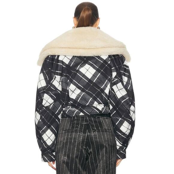 Jean Paul Gaultier Distorted Tartan Double Shearling Aviator Jacket Coat S - Picture 3 of 5